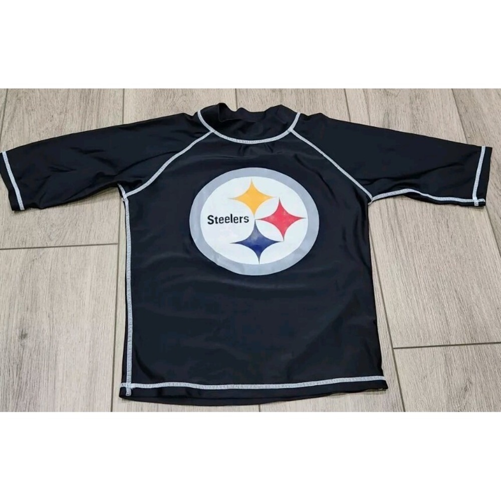 NFL Pittsburgh‎ Steelers Swim Top Rash Guard Athletic Shirt Boys Kids Size 8